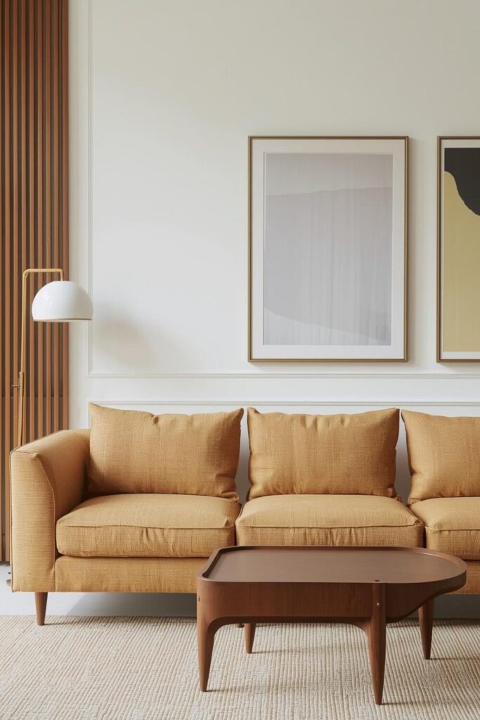 Minimal living room with simple sofa and clean layout