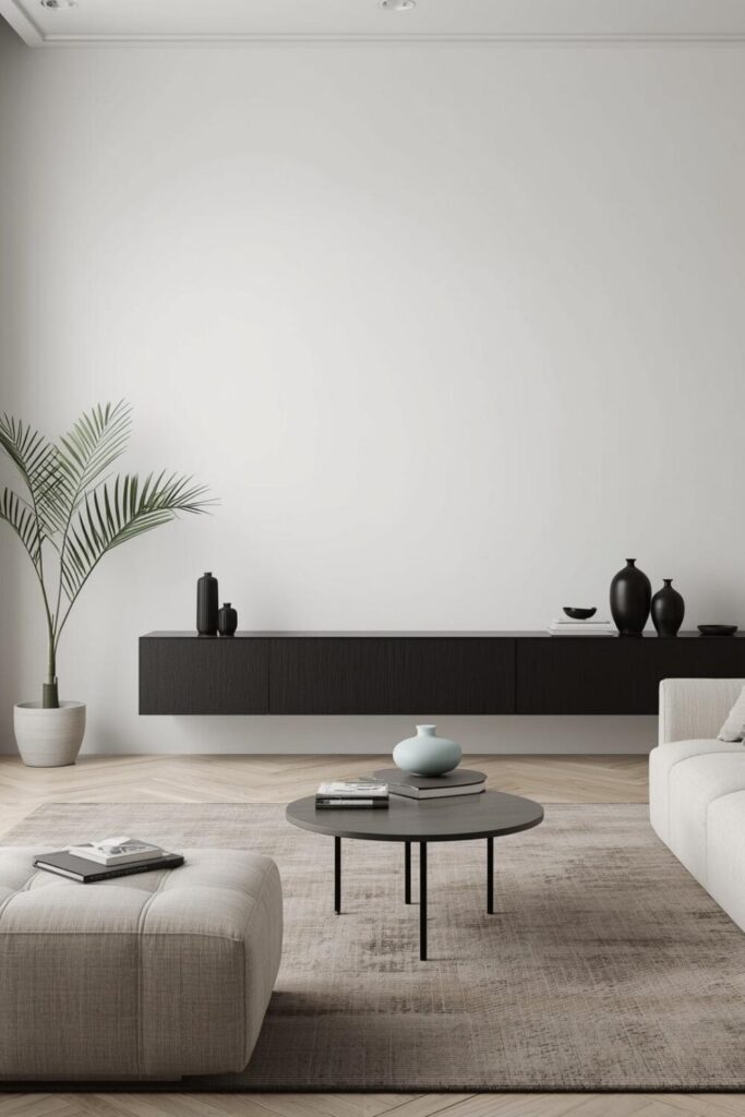 Minimalist living room with few carefully chosen decorative items