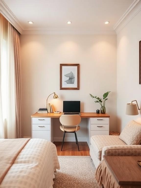  Bedroom home office with compact desk, cozy design