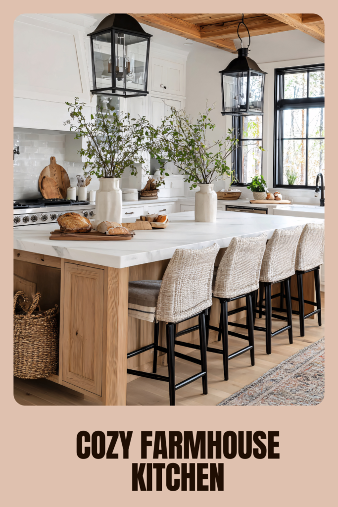 Live edge wooden farmhouse table with natural wood grain centerpiece