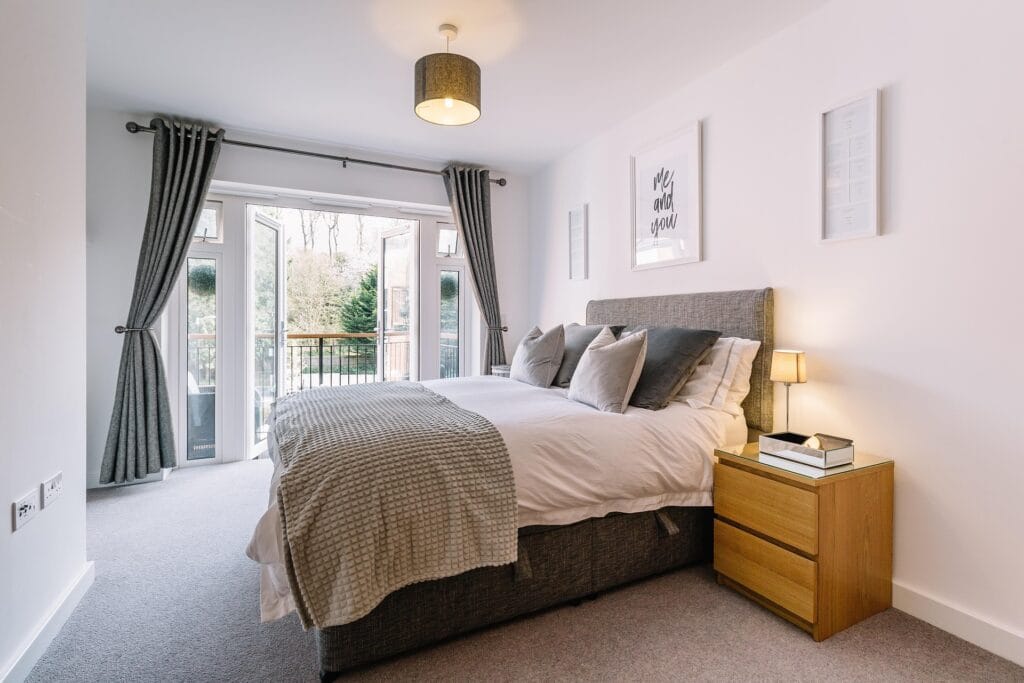 modern home decor bedroom with elegant bed and minimalist accents