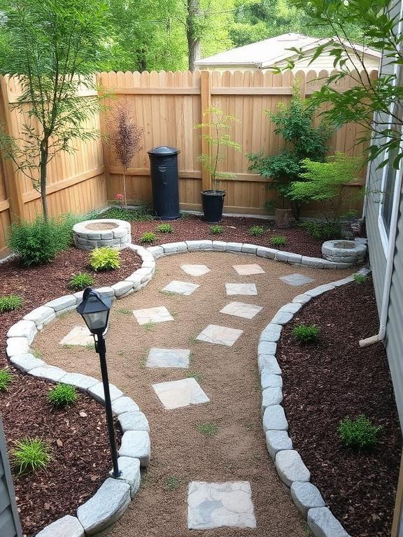  Small backyard with stone borders, neat landscaping, natural outdoor design