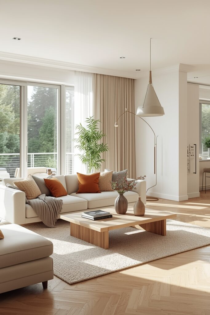 Luxury Scandinavian living room with light neutral colors, natural wooden accents, cozy sofa with soft cushions, sleek wooden coffee table, soft throw blankets and rugs, large windows with natural sunlight, indoor plants, minimalist clutter-free design, and bright, airy modern interior.

Agar chaho, main 5 aur trending luxury Scandinavian home prompts bhi bana doon jaise:

Scandinavian bedroom with natural textures

Scandinavian kitchen with wooden cabinets and bright accents

Cozy Scandinavian dining room

Minimalist Scandinavian home office

Bright Scandinavian balcony/patio

Ye Pinterest aur blog ke liye ultra-clickable aur high-quality visuals banate hain.

Chahte ho main ye 5 prompts abhi create kar doon?