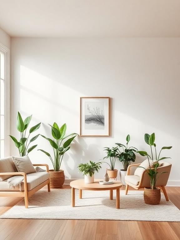 Living room with indoor plants