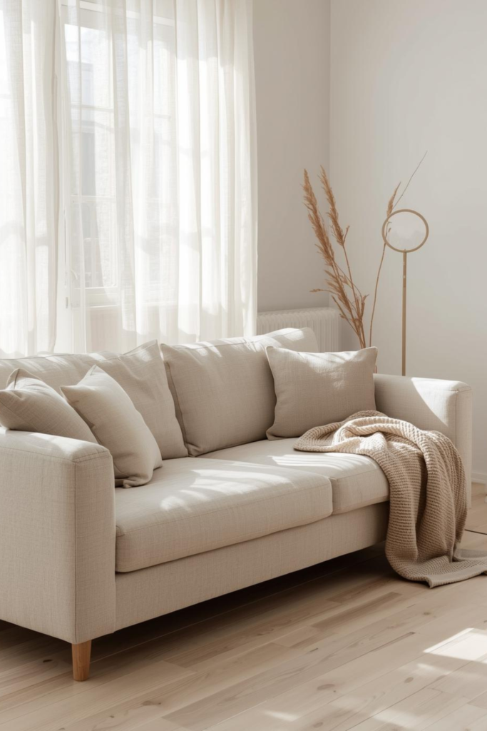 23 Cozy Living Room Ideas for a Warm & Inviting Space Cozy living room with linen sofa, cotton cushions, wool throw, neutral colors, natural light, soft textures