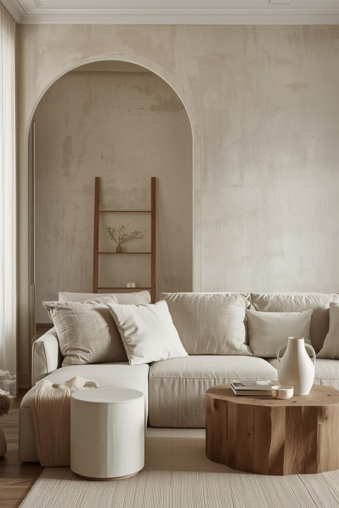 23 Cozy Living Room Ideas for a Warm & Inviting Space Cozy living room with wool throws, layered cushions, neutral sofa, soft textures, warm lighting