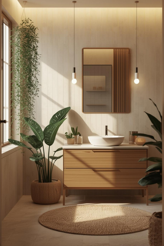 21 Bathroom Inspiration Ideas for a Dreamy Refresh Bathroom with indoor plants, natural light, calming spa aesthetic