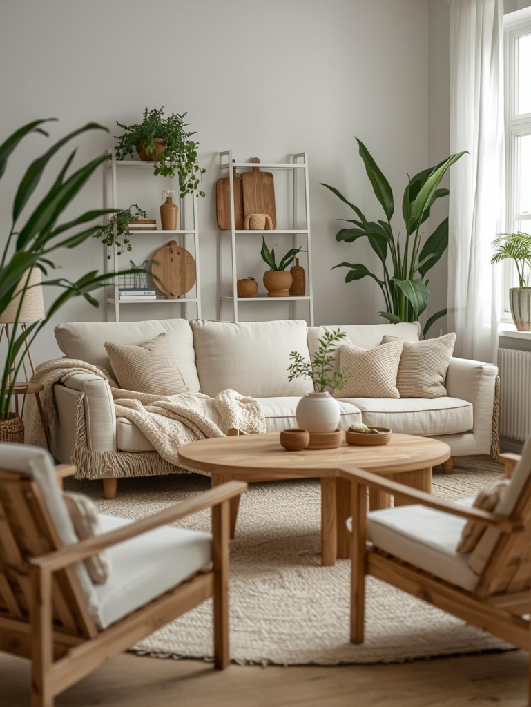 23 Cozy Living Room Ideas for a Warm & Inviting Space Cozy living room with low seating, linen sofa, natural decor