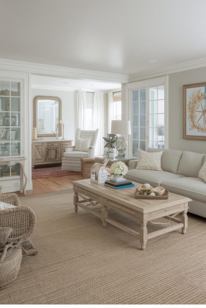 Coastal style living room with beach-inspired decor and light airy feel