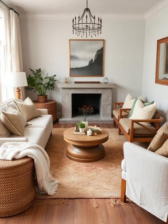  Cozy living room showing mixed textures in decor
