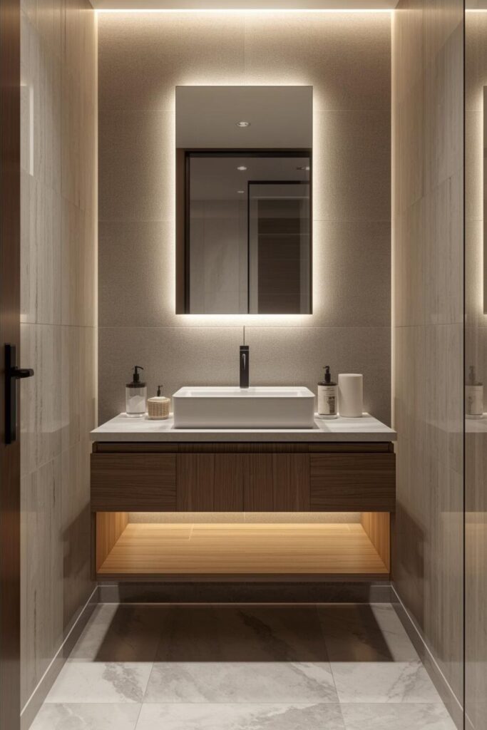 floating vanity powder room design