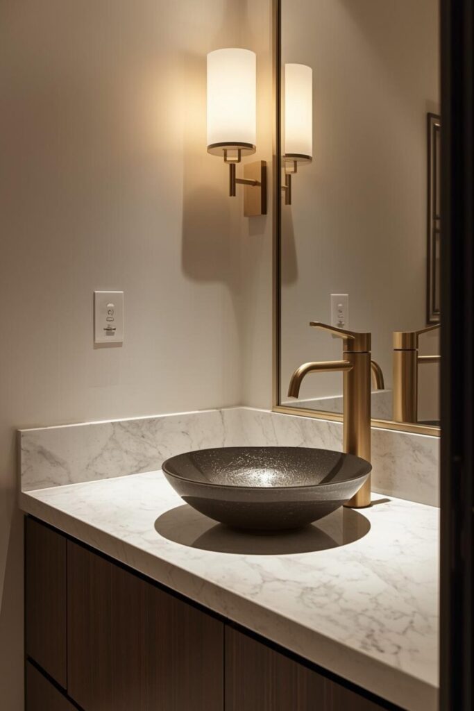 modern vessel sink powder room design