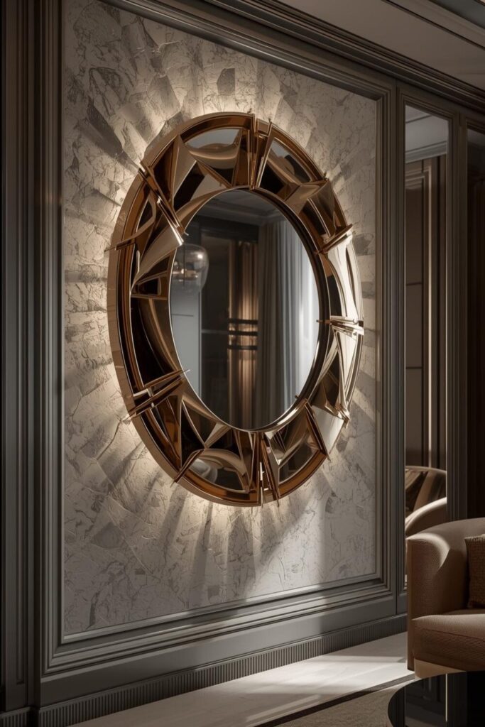 23 Ways to Create a Mirror Aesthetic Ideas in Your Space Artistic sculptural mirror wall decor.