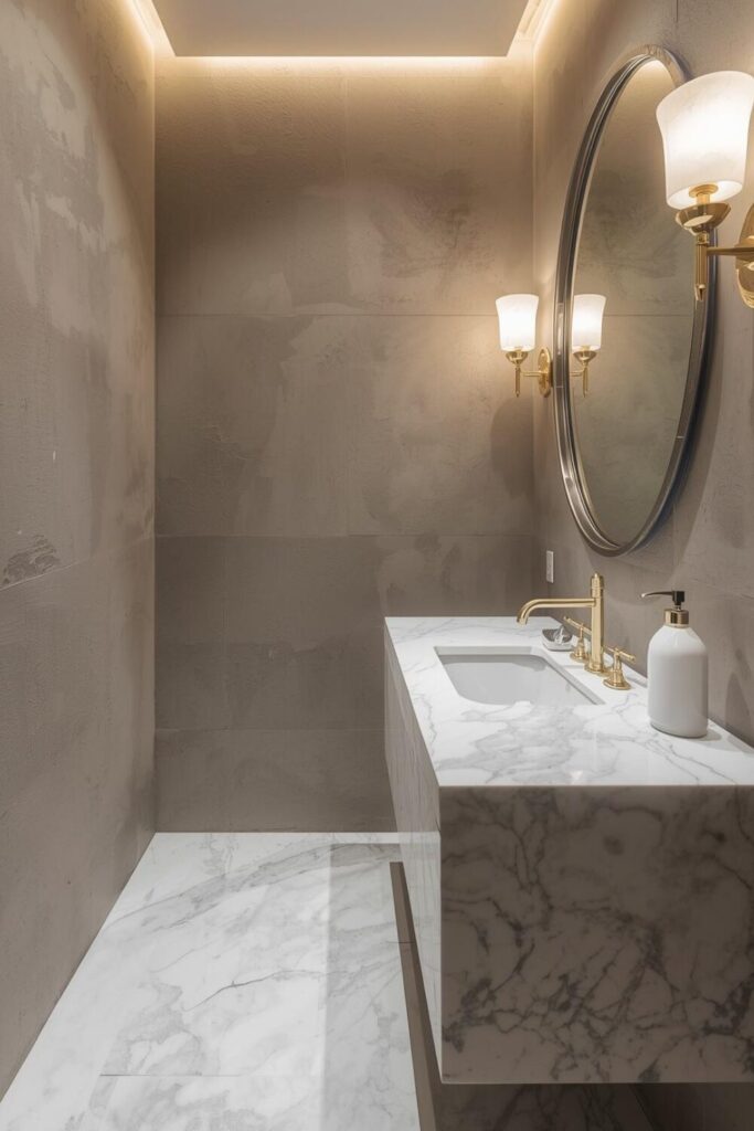 powder room with textured walls