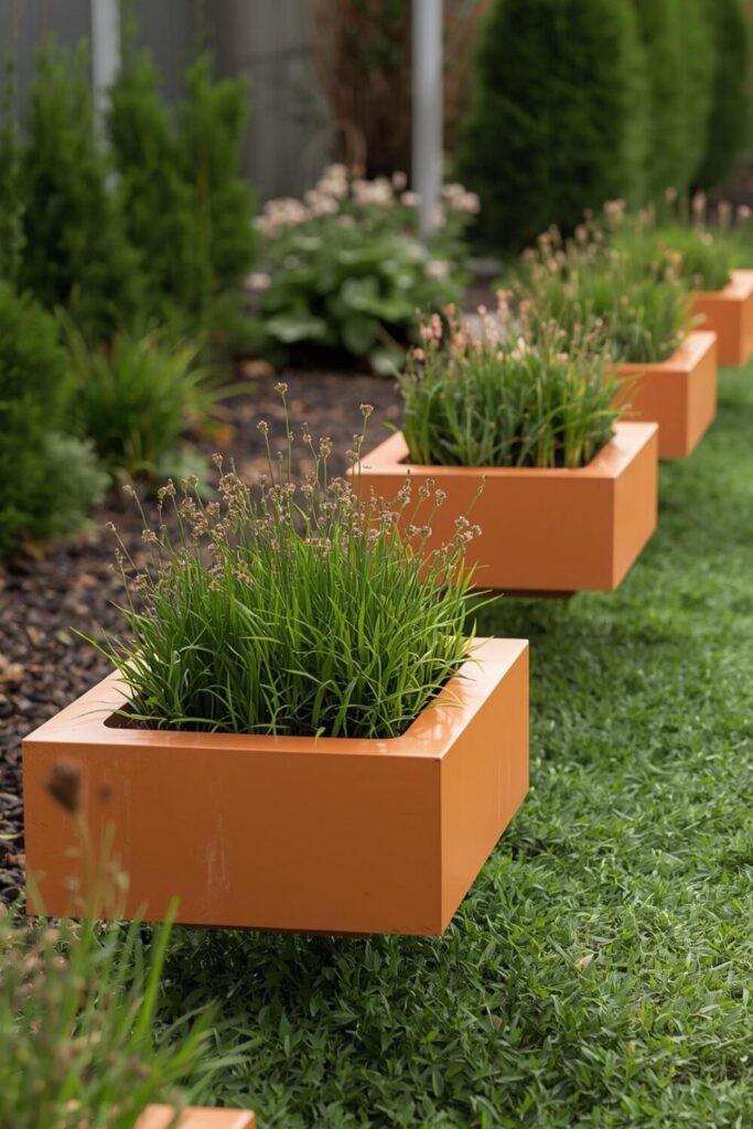 15 Cheap DIY Garden Border Ideas That Look Expensive Floating planter border creating a modern garden look