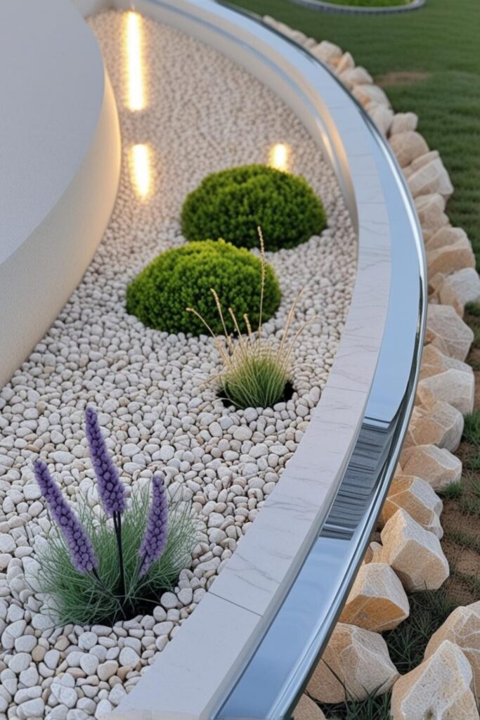 15 Cheap DIY Garden Border Ideas That Look Expensive Gravel and metal garden border with modern design