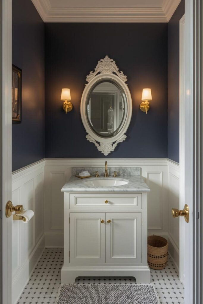 dark powder room luxury design