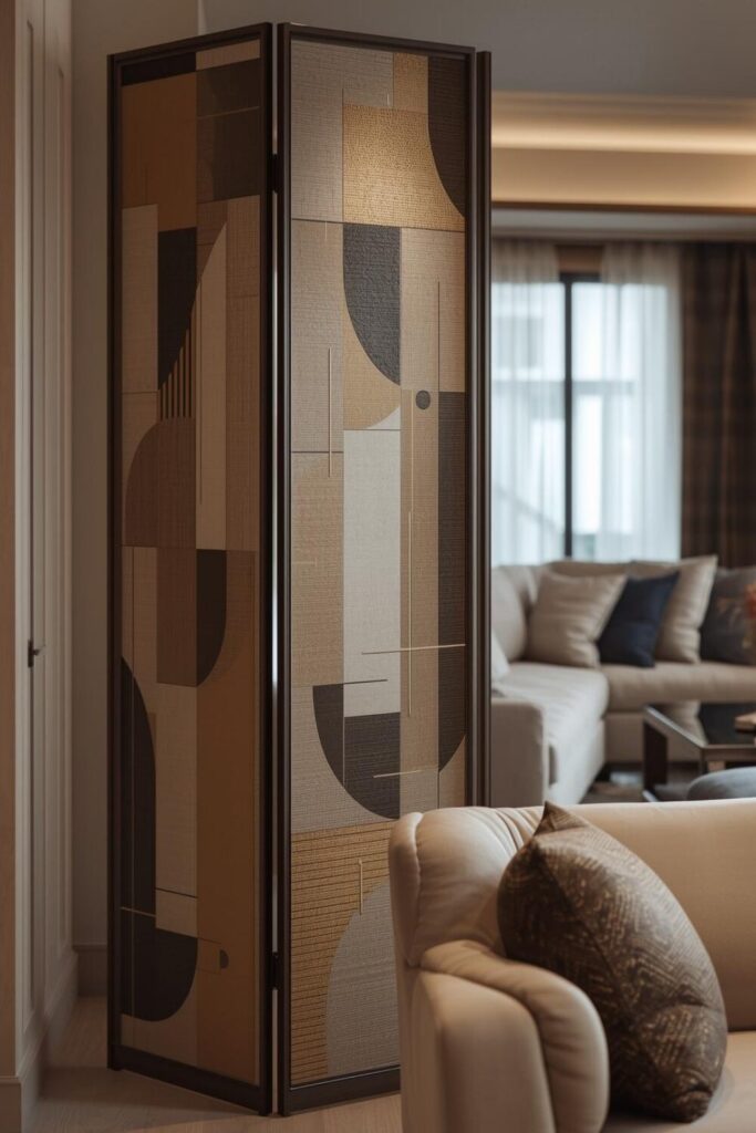 24 Living Room Partition Ideas for Modern Homes Folding screen used as room divider