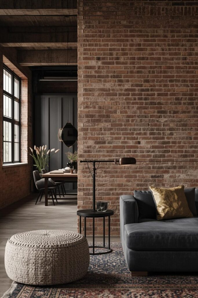 24 Living Room Partition Ideas for Modern Homes Brick wall partition in modern home