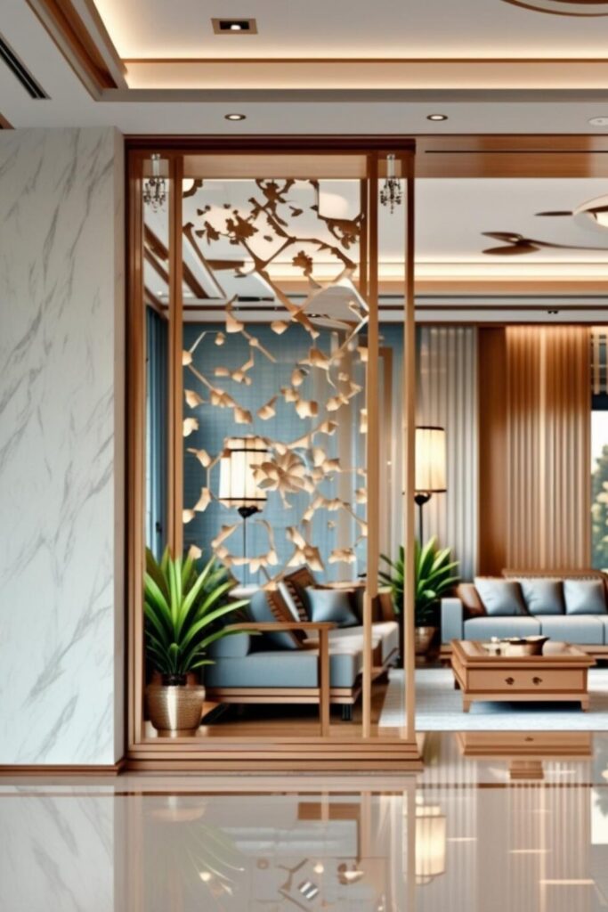 24 Living Room Partition Ideas for Modern Homes Laser cut decorative divider