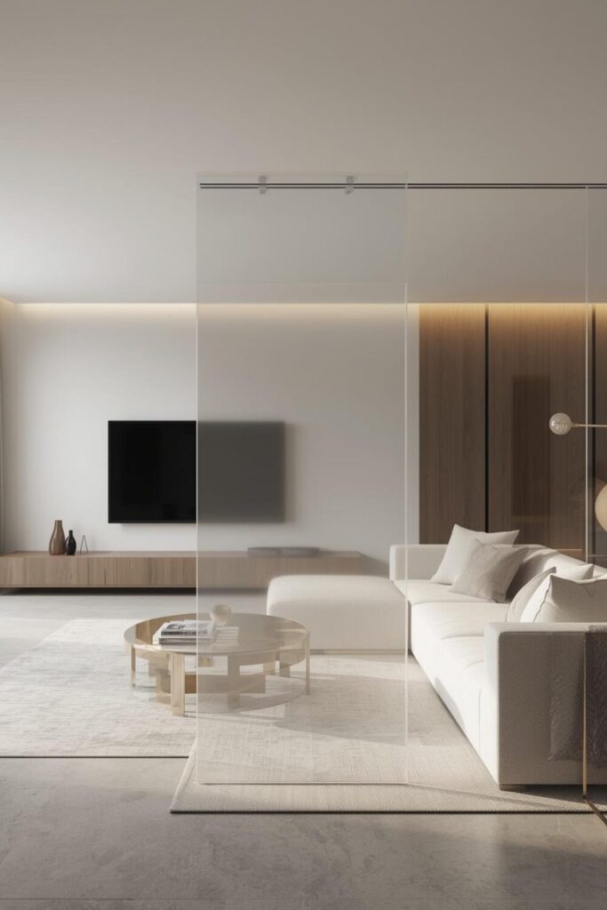 24 Living Room Partition Ideas for Modern Homes Acrylic divider in modern home
