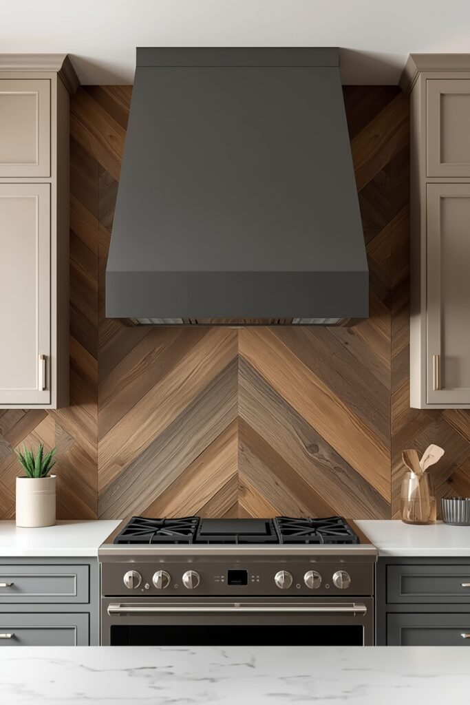 "Modern geometric painted DIY vent hood"