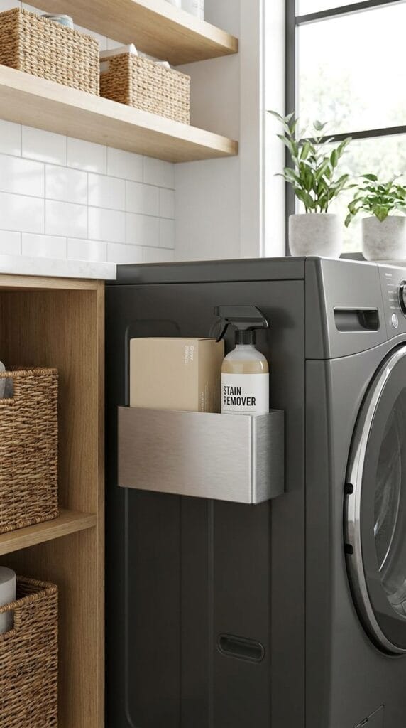 Magnetic organizer attached to washing machine