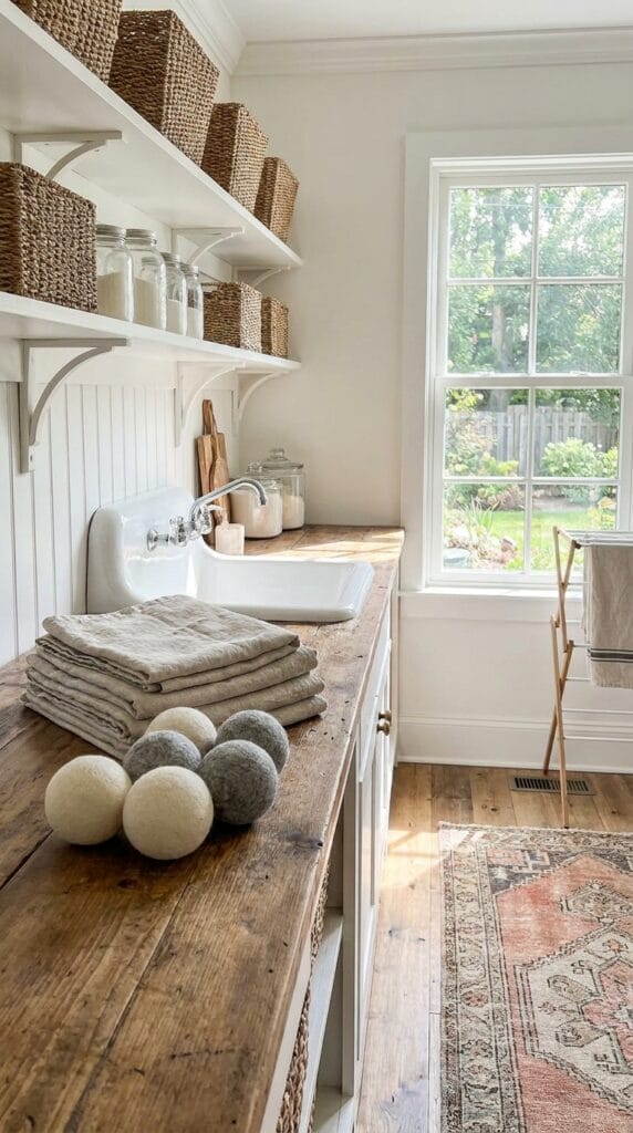 Reusable wool dryer balls for laundry